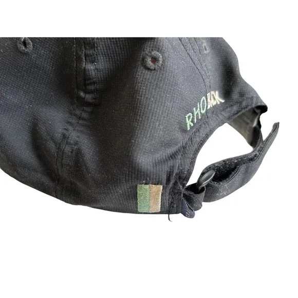 Rhoback Crave Performance Golf Cap Black Poly White Stitch Logo Adult Strapback - Picture 7 of 9
